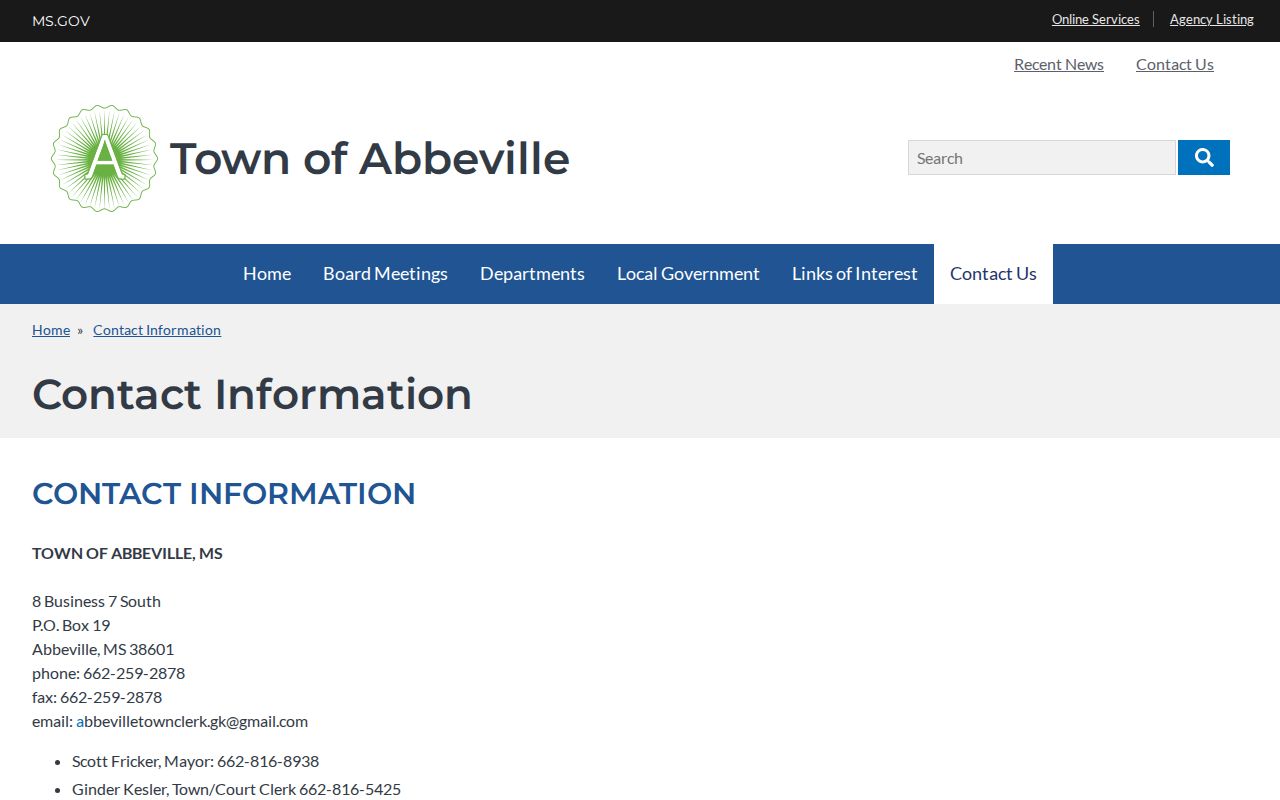 Abbeville court docket Town and Court Clerk contact