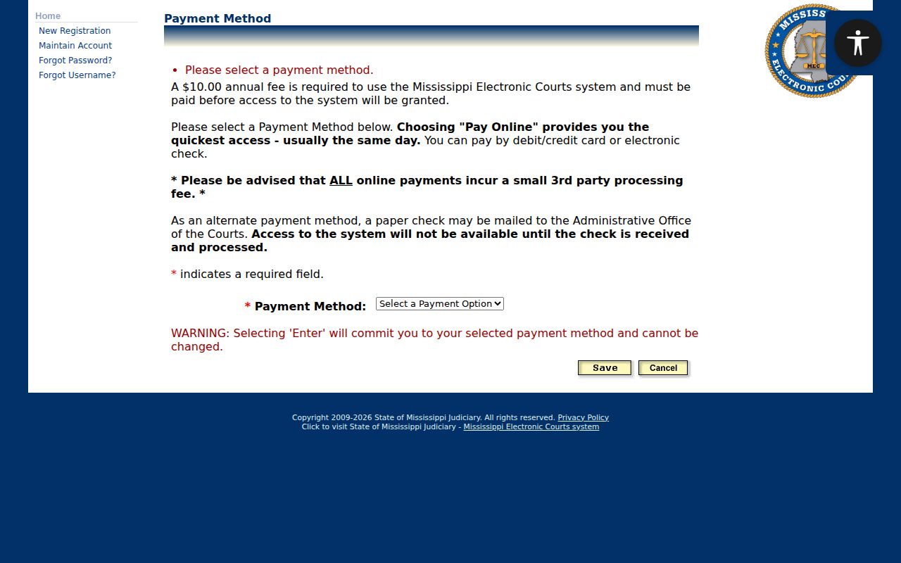 Lafayette County case search PAMEC payment access