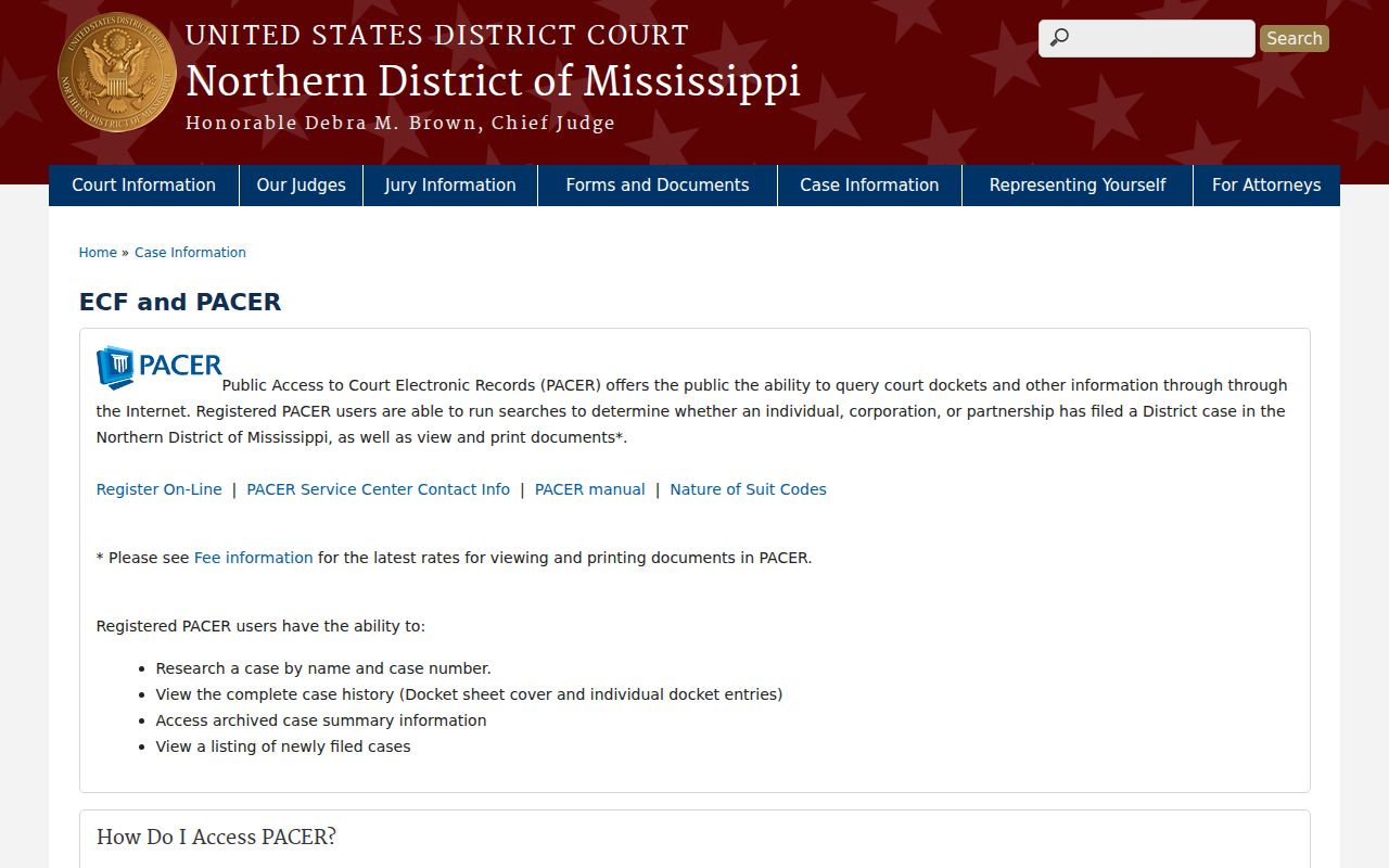 Lafayette County case search federal ECF information