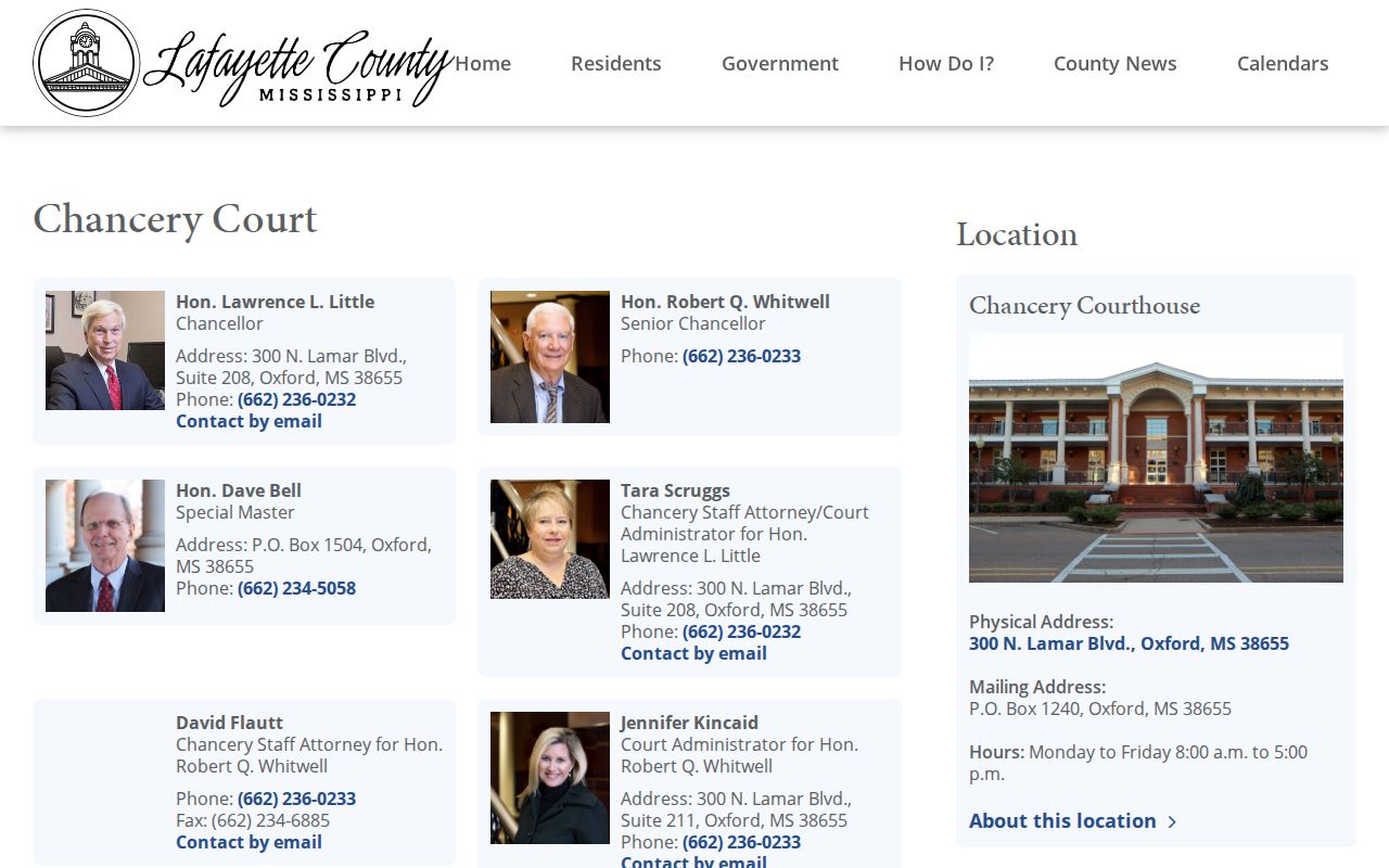 Lafayette County civil docket Chancery Court jurisdiction page