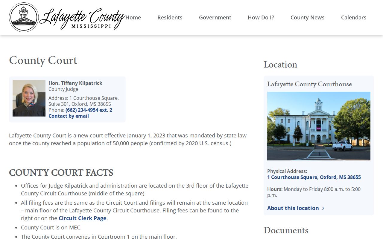 Lafayette County criminal docket County Court jurisdiction page