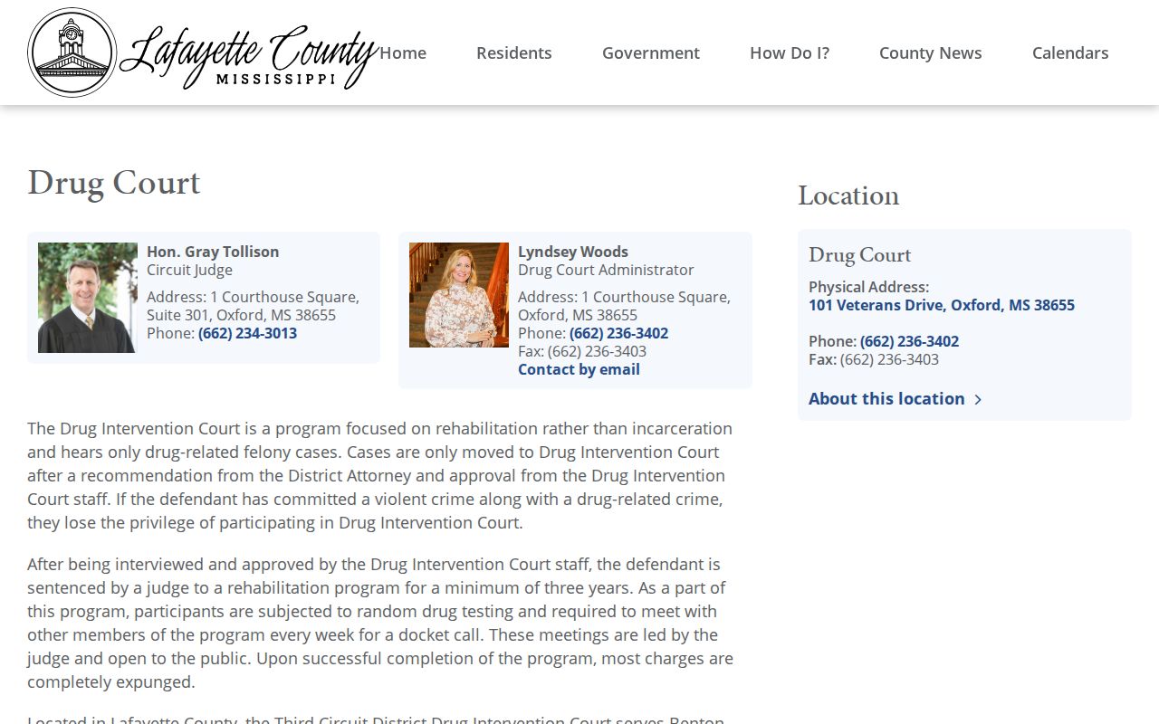 Lafayette County criminal docket Third Circuit Drug Court page