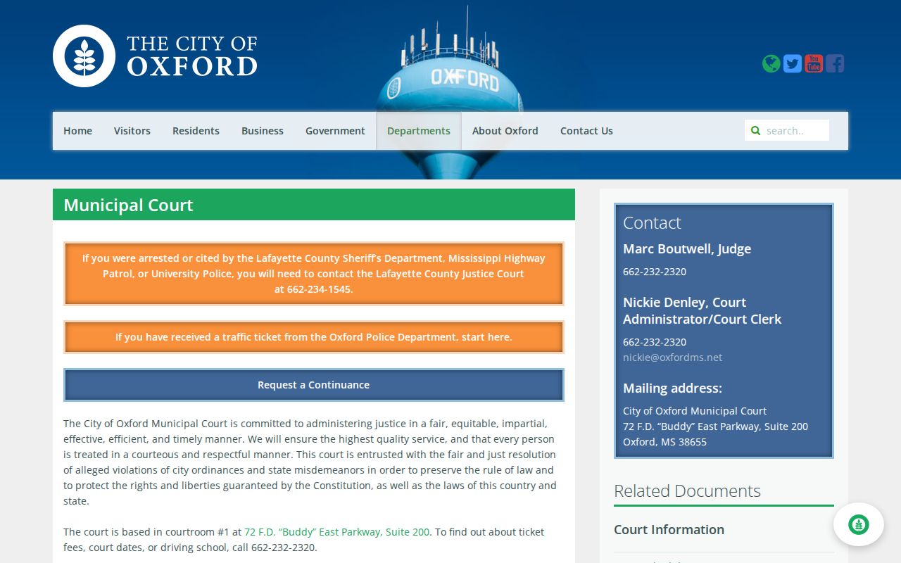 Oxford court docket access through Oxford Municipal Court