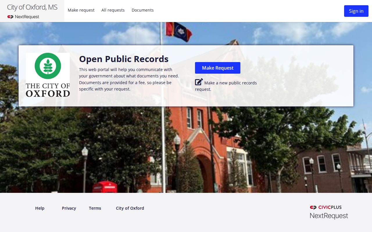 Oxford court docket public records request access